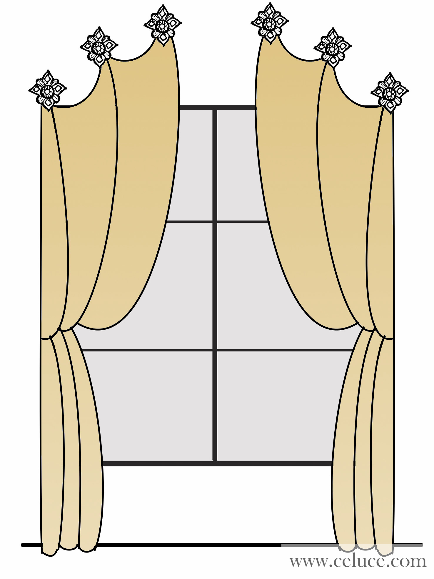Arch Shaped Drapes over Regular Window