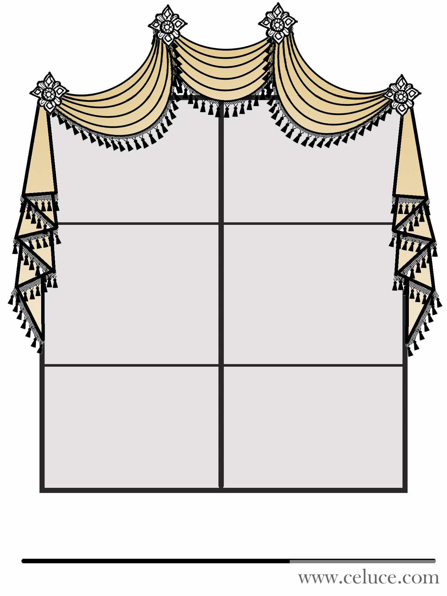 Arch Shaped Swag Valance over Regular Window